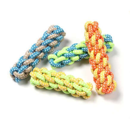Spotted Corn Cob Rope Dog Toy - Extra Dense Braided Cotton Chew Stick for Heavy Chewers