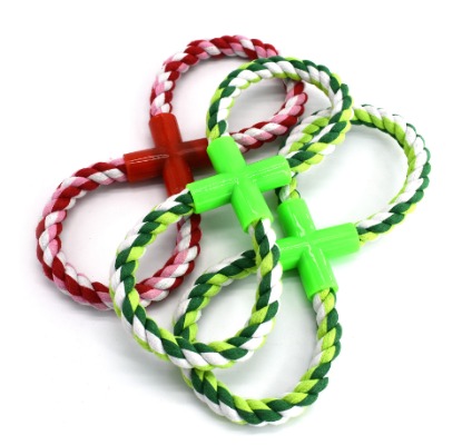 Figure 8 Tug Rope Dog Toy - Heavy Duty Twisted Cotton Loop with Rubber Cross Connector