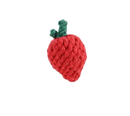 Sweet Strawberry Rope Dog Toy - Durable Braided Cotton Berry Chew for Puppies