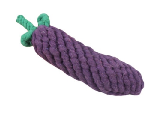 Royal Eggplant Rope Dog Toy - Long Braided Cotton Chew for Interactive Tug & Toss