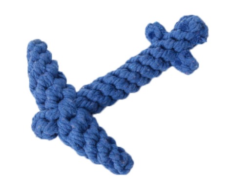 Nautical Anchor Rope Dog Toy - Durable Cotton Chew for Teething, Tug & Play