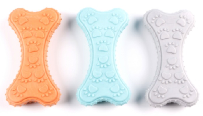 Classic Bone TPR Dog Chew Toy - Durable Molar Cleaning Stick with Cute Paw Prints & 3 Color Options
