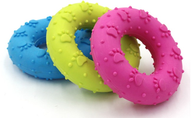 Spiky Donut TPR Dog Toy - Durable Dental Chew Ring & Interactive Fetch Toy for Dogs