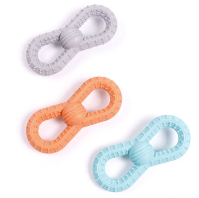 Multifunctional Figure-8 TPR Dog Tug Toy, Interactive Bowtie Chew Design for Teeth Cleaning & Play