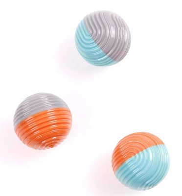 Two-Tone TPR Dog Fetch Ball - High Elasticity Squeaky Toy for Dental Care & Training