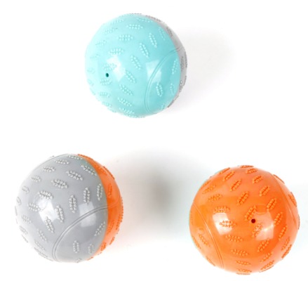 Dual-Texture Spliced Dog Bounce Ball - Textured Dental Care Chew Toy & Interactive Fetch Treat Ball