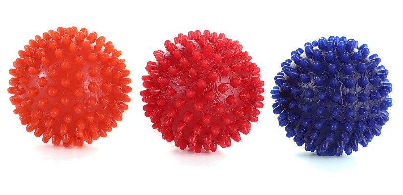 Spiky Rubber Dog Squeak Ball - Dense Hedgehog Massage Nodes & Interactive Heavy-Duty Dental Chew Toy