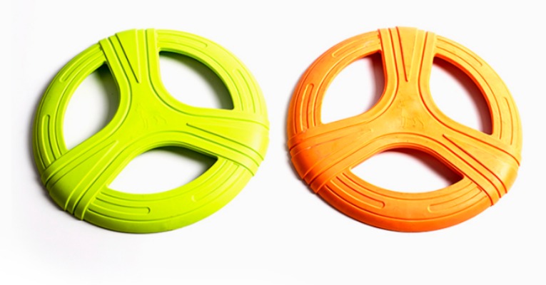 3-Hole Aerodynamic Dog Frisbee Flyer - Durable Floating Rubber Flying Disc & Interactive Tug-of-War