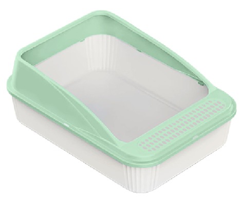 Open Top Cat Litter Box with High Shield Anti Splash Plastic Kitty Litter Pan Litter Tracking Step