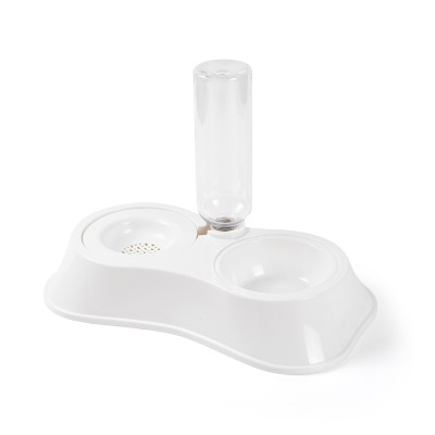 Dog Cat Bowls with Automatic Water Bottle Plastic Raised Food Water Dish Double Feeder Station
