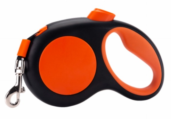 Vibrant Sporty Retractable Dog Leash, Black & Orange High-Visibility Pet Extension Lead with Anti-Sl