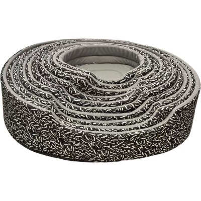 Number Printed Pet Bed, Black Pattern Dog Nest with Cozy Gray Fleece Cushion for Cats & Puppies