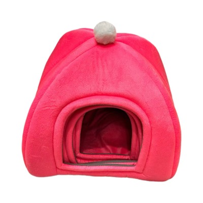 Petmaker Pink Igloo Cat Bed, Enclosed Soft Velvet Tent House for Small Dogs and Rabbits